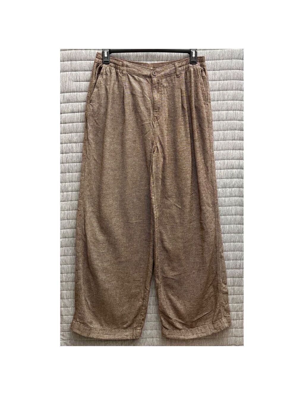 Aerie Wide Leg Pants Women's Large Long Brown Elastic Waist Thick Comfortable